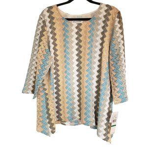 Alfred Dunner Knit blouse Size‎ Large  zig zag multi color New